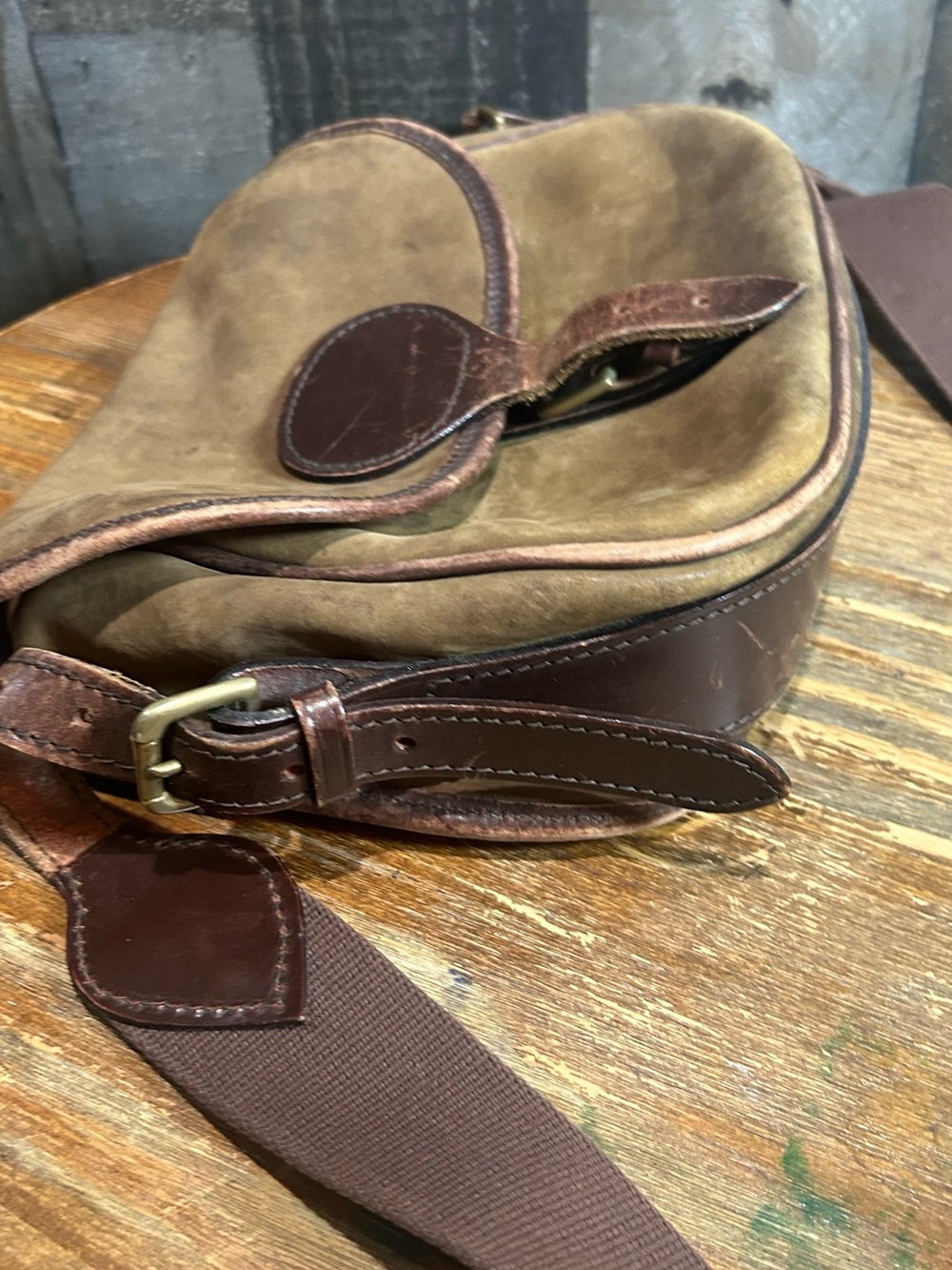 Men's Brown Leather Canvas Crossbody Bag - Unbranded - Picture 4 of 7